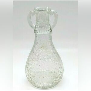 VTG White House Vinegar Bottle
Floral Textured Glass Double
Handled Pitcher Vase